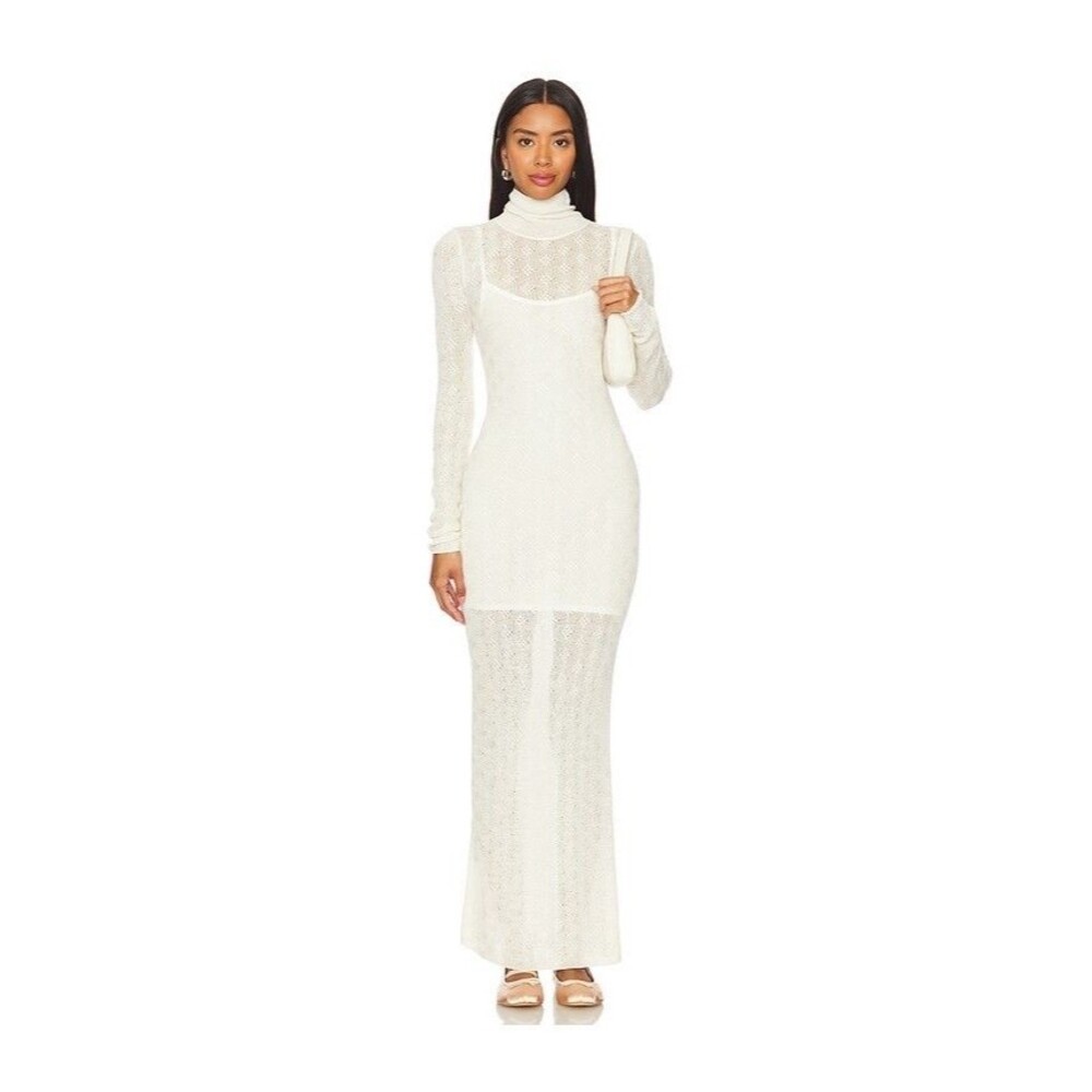 A.L.C. Women’s Jayce Maxi Dress size L NWT Crochet Alpaca Wool Turtleneck Sheath